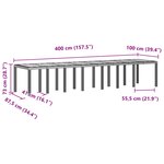 vidaXL Table de jardin pour repas Anthracite 400 x 100 x 73 cm