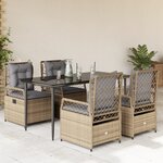 vidaXL Ensemble à manger de jardin avec coussins 5Pièces Beige poly rotin
