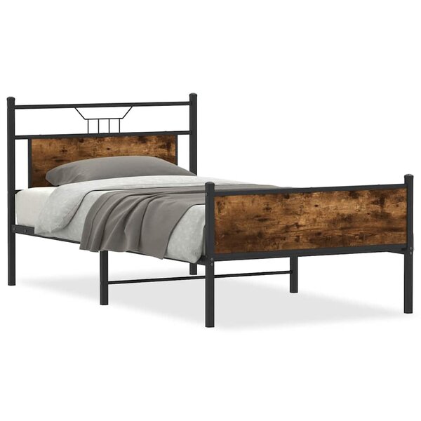 vidaXL Cadre de lit sans matelas chêne fumé 100x200 cm bois ingénierie