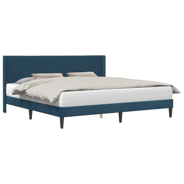 vidaXL Cadre de lit avec tête de lit Bleu 200 x 200 cm Velours