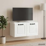 vidaXL Meuble TV mural Montage mural Blanc brillant 59 5 x 31 x 30 cm