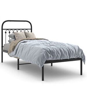 vidaXL Cadre de lit métal sans matelas avec tête de lit noir 75x190 cm