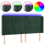 vidaXL Tête de lit à LED Vert foncé 203x16x118/128 cm Velours
