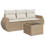 vidaXL Salon de jardin avec coussins 4 Pièces beige résine tressée