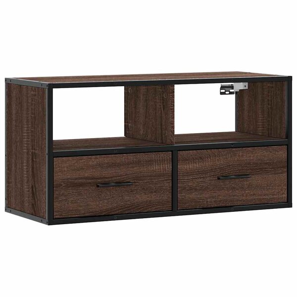 vidaXL Meuble TV chêne marron 80x31x39 5 cm bois d'ingénierie et métal