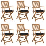 vidaXL Chaises pliables de jardin lot de 6 avec coussins Bois d'acacia
