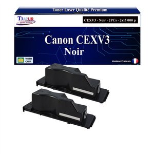 T3AZUR -2x Toners compatibles avec Canon IR2200 IR2200i IR2220 IR2220i IR2300 IR2800 IR3250i IR3300 IR3300i IR3320 remplace Canon CEXV3 (6647A002) - 15 000 pages