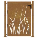 vidaXL Portail de jardin 105x155 cm acier corten conception d'herbe