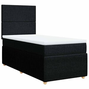 vidaXL Sommier à lattes de lit avec matelas Noir 90x190 cm Tissu
