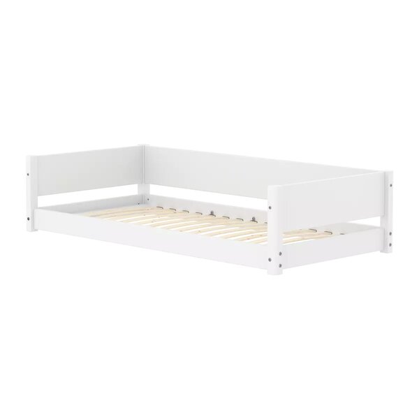 Flexa WHITE Lit Montessori bas 90 x 200 cm Avec barriere arriere Blanc