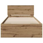 vidaXL Cadre de lit sans matelas avec tête de lit en chêne artisan 75x190 cm