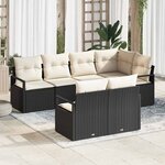 vidaXL Ensemble de canapé de jardin 7 Pièces Noir Poly rotin