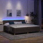 vidaXL Lit à ressort LED Marron foncé 200 x 200 cm tissu