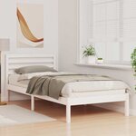vidaXL Cadre de lit avec tête de lit Blanc 90 x 220 cm Pin massif