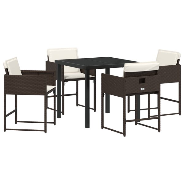 vidaXL Ensemble de salle à manger de jardin 5 pièces avec coussins en rattan poly marron