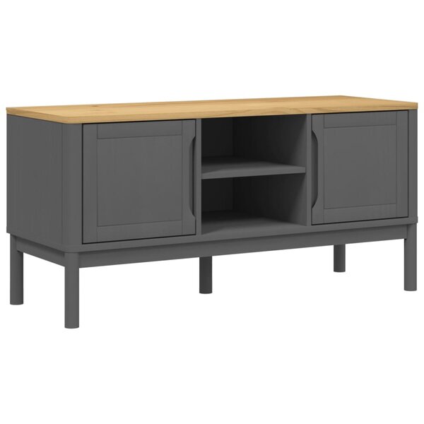 vidaXL Meuble TV FLORO gris 114x43x55 cm bois massif de pin