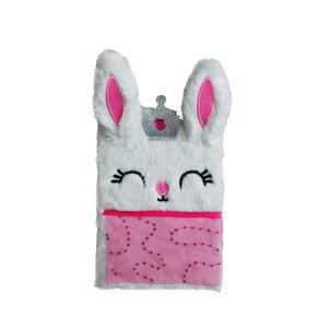 Carnet de notes peluche - 15 x 21 cm - lapin