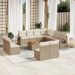 vidaXL Salon de jardin avec coussins 12 Pièces beige résine tressée