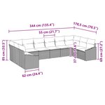 vidaXL Ensemble de Canapés avec coussin 10 Pièces Noir polyrotin