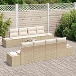 vidaXL Ensemble de canapé de jardin 7 Pièces Beige et crème polyrotin