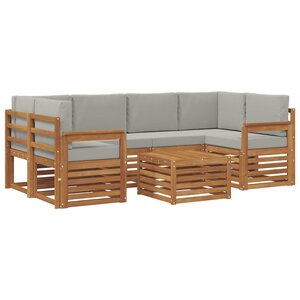 vidaXL Ensemble de canapés d'extérieur 7 pc Gris Naturel et Clair