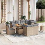 vidaXL Salon de jardin avec coussins 9 Pièces beige résine tressée