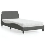 vidaXL Lit avec matelas gris foncé 100x200 cm tissu
