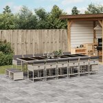 vidaXL Ensemble à manger de jardin et coussins 17 Pièces gris clair rotin