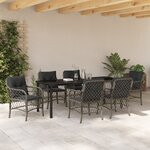vidaXL ensemble de jardin de 7 pièces avec coussins gris en poly rattan