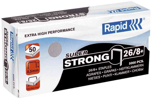 Bte de 1000 Agrafes Super Strong 26/8+ Galvanisées RAPID