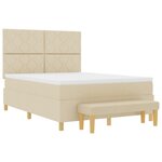 vidaXL Lit à Ressorts avec Matelas & Banc Crème 140x200 cm Tissu