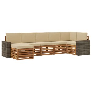 vidaXL Ensemble de canapés d'extérieur 7 pc Naturel et Beige