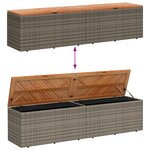 vidaXL Boîte de rangement de jardin gris résine tressée bois d'acacia