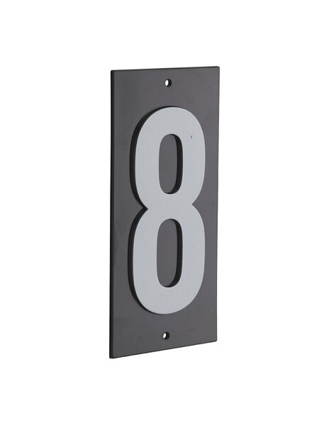 THIRARD - Plaque de signalisation 8  marquage blanc sur fond noir  panneau ABS à visser  56x120mm