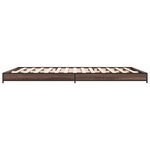 vidaXL Cadre de lit chêne marron 135x190 cm bois d'ingénierie et métal