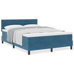 Lit Box Spring avec Matelas VidaXL Bleu Foncé 140x190 cm Velours