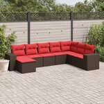 vidaXL Salon de jardin 8 Pièces avec coussins marron résine tressée