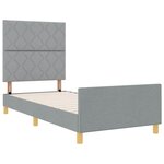 Lit vidaXL Gris clair 90x200 cm Tissu