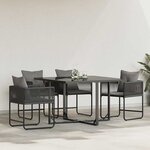 vidaXL Chaises de jardin 4 Pièces Noir et anthracite