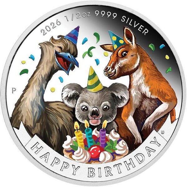 Pièce de monnaie en Argent 50 Cents g 15.57 (1/2 oz) Millésime 2026 Happy Birthday HAPPY BIRTHDAY 1/2