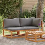 vidaXL Ensemble de canapés 2Pièces avec coussins gris foncé Acacia solide
