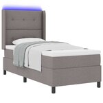 vidaXL Lit à ressort LED avec matelas Taupe 100 x 200 cm tissu