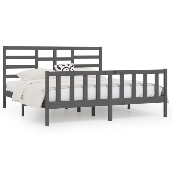 vidaXL Cadre de lit sans matelas gris 200x200 cm bois massif de pin