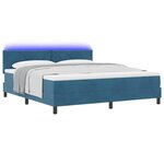 vidaXL Lit à ressort LED avec matelas Bleu foncé 180 x 200 cm Velours