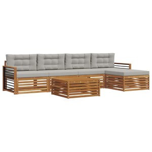 vidaXL Ensemble de canapés d'extérieur 6 pc Gris Naturel et Clair