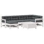 vidaXL Salon de jardin 7 Pièces avec coussins blanc bois de pin massif