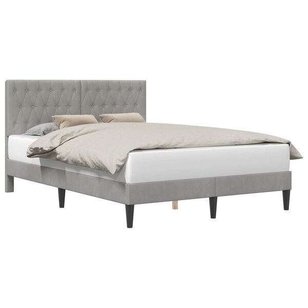 vidaXL Cadre de lit avec tête de lit Gris clair 140 x 200 cm Velours