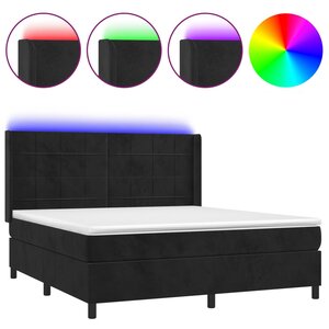 vidaXL Sommier à lattes de lit matelas et LED Noir 180x200 cm Velours