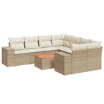 vidaXL Salon de jardin avec coussins 9 Pièces beige résine tressée