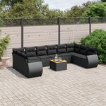 vidaXL Salon de jardin 11 Pièces avec coussins noir résine tressée
